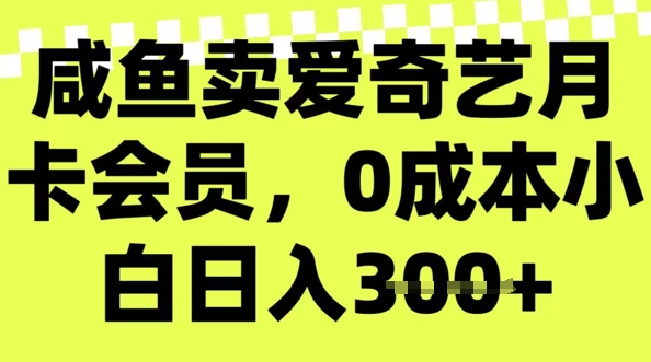 咸鱼卖爱奇艺会员，零成本小白日入3张，新手小白可做-代码轻学堂