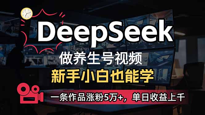 （14270期）小白用DeepSeek做养生号，一条作品涨粉5万+，单日收益上千-代码轻学堂