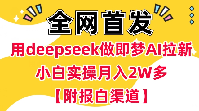 用deepseek做即梦Ai拉新 小白实操月入过W+【附报白渠道】-代码轻学堂