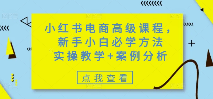 小红书电商高级课程，新手小白必学方法，实操教学+案例分析-代码轻学堂
